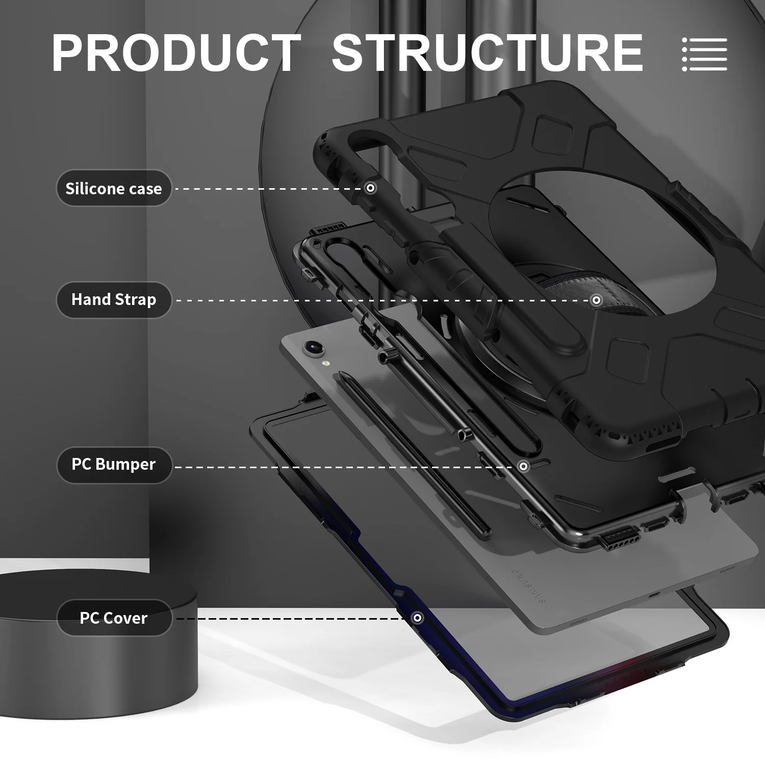 Tough On Samsung Galaxy Tab S9 / S9 FE Case Rugged Protection Black - Image 5