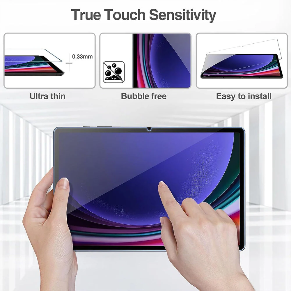 Tough On Samsung Galaxy Tab S10 + / S9 FE+ S9+/ S8+/ S7 FE / S7+ Premium Tempered Glass Screen Protector - Image 3
