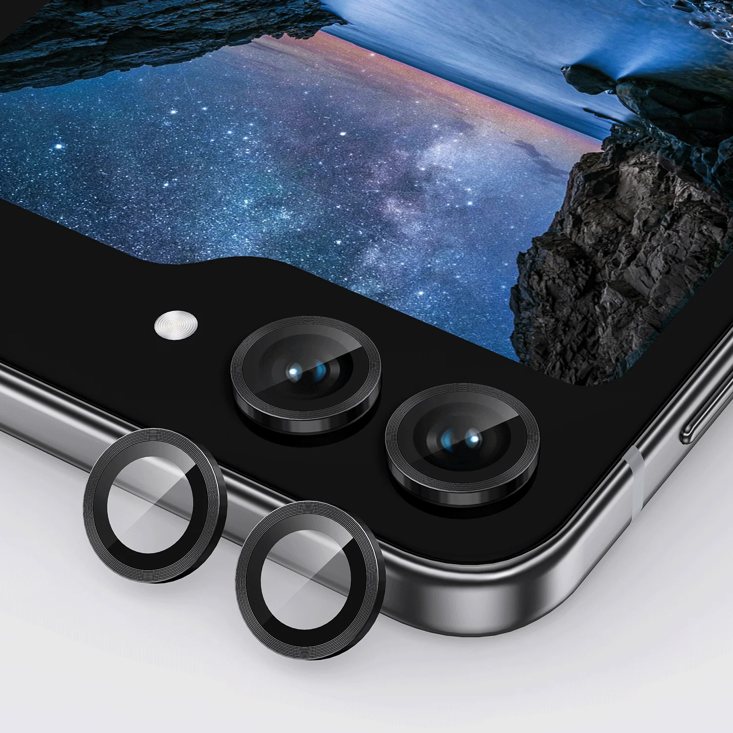 Tough On Samsung Galaxy Z Flip6 Camera lens Protector Tempered Glass Individual Ring - Image 4