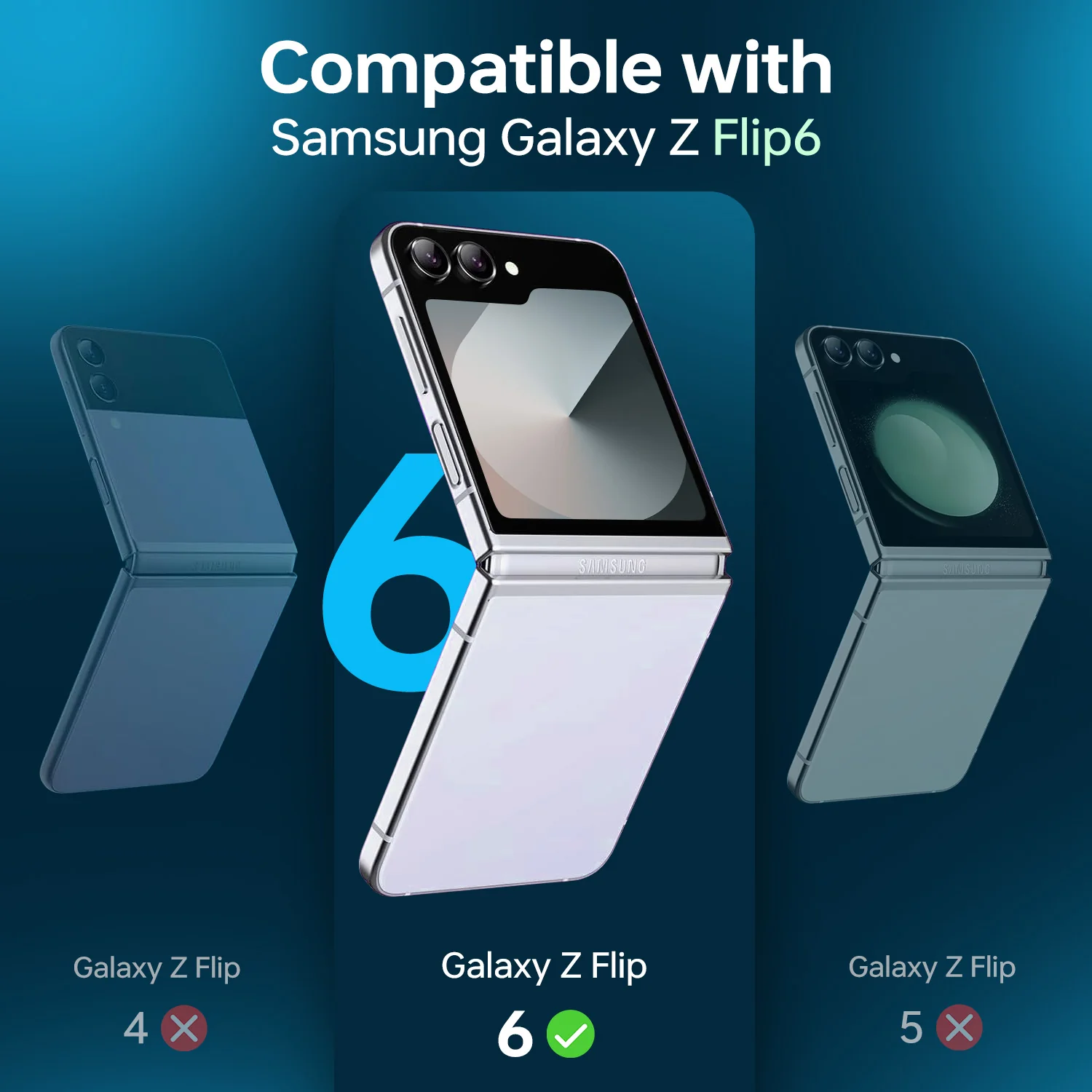Tough On Samsung Galaxy Z Flip6 Camera lens Protector Tempered Glass Individual Ring - Image 7