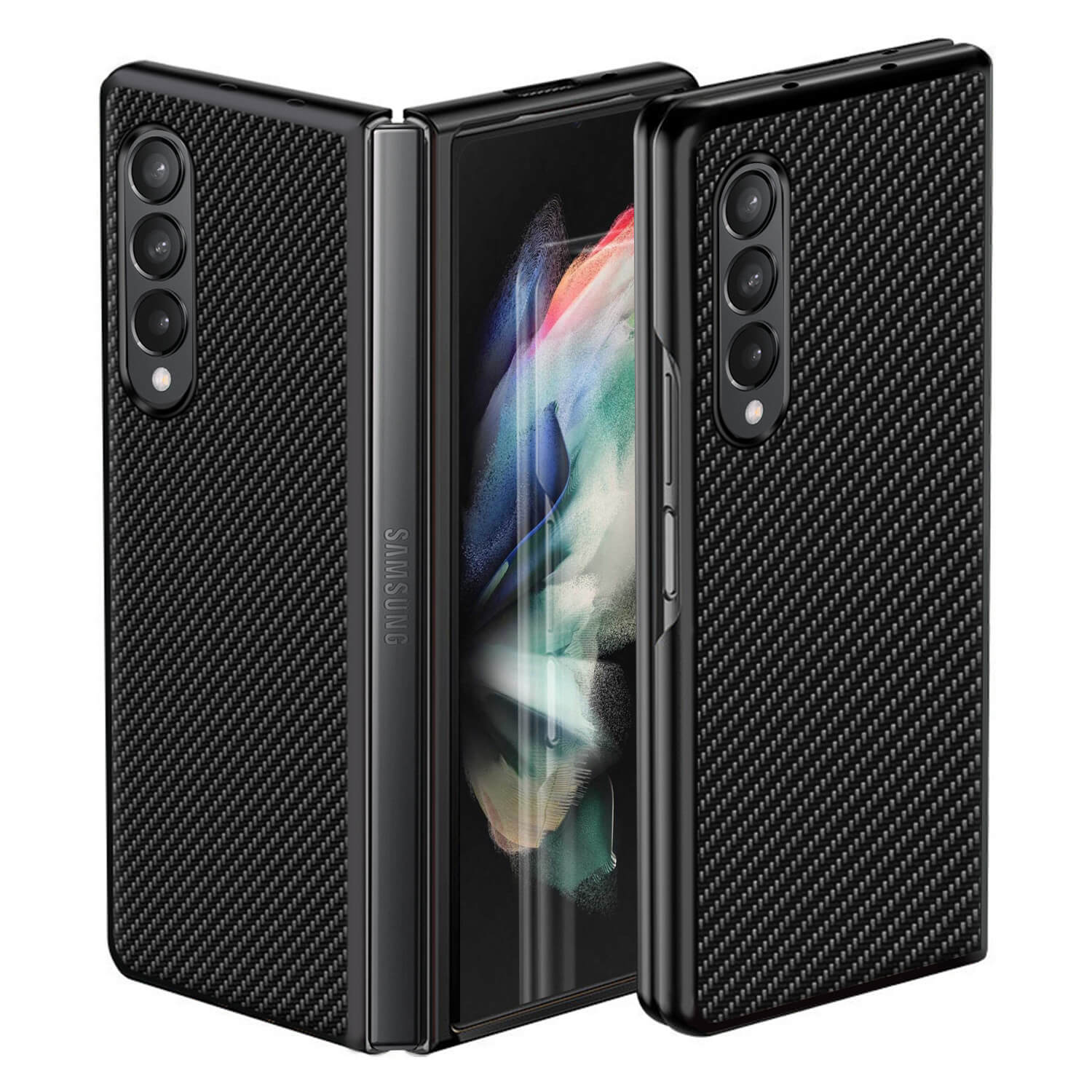 Tough On Samsung Galaxy Z Fold 3 Case Aramid Fibre Black - Image 2