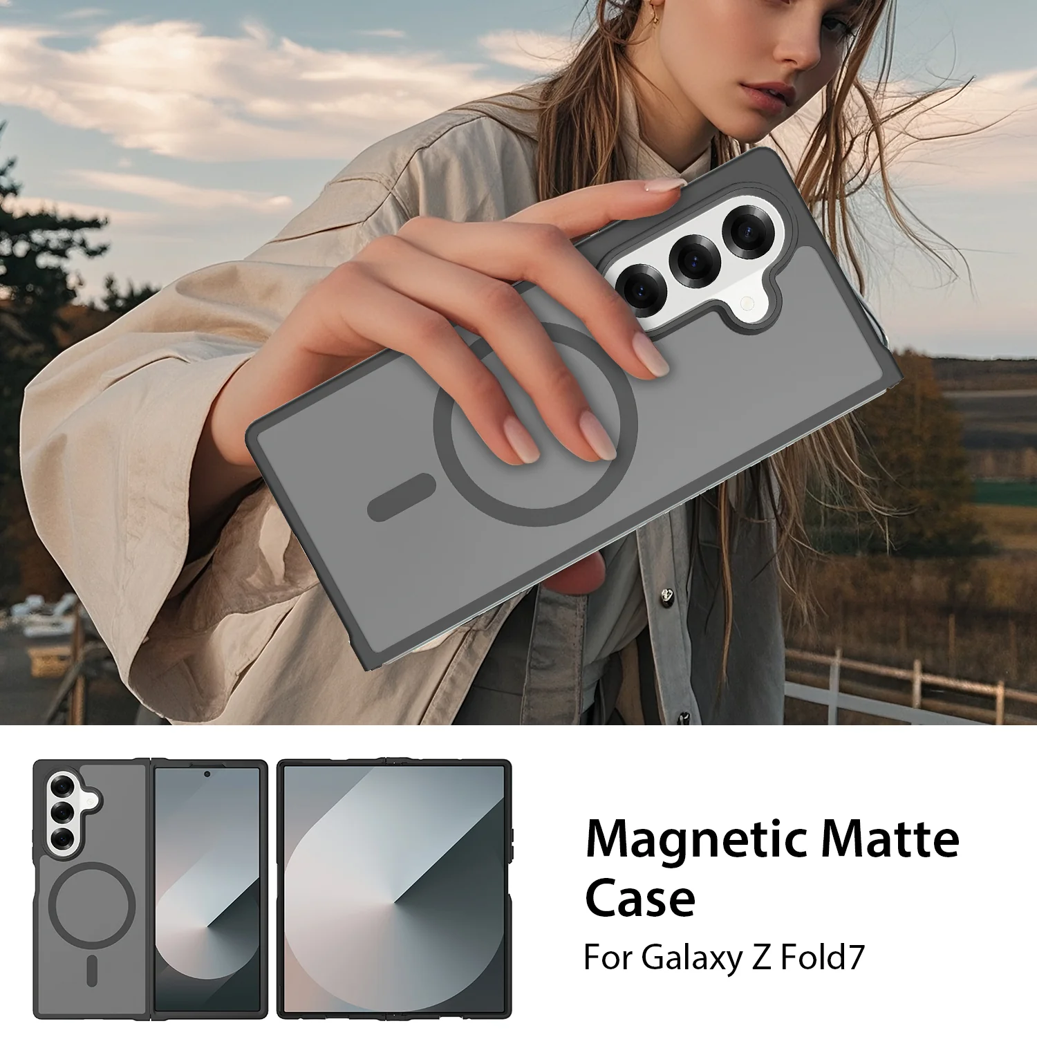 Tough On Samsung Galaxy Z Fold7 Case with MagSafe Matte Black - Image 7
