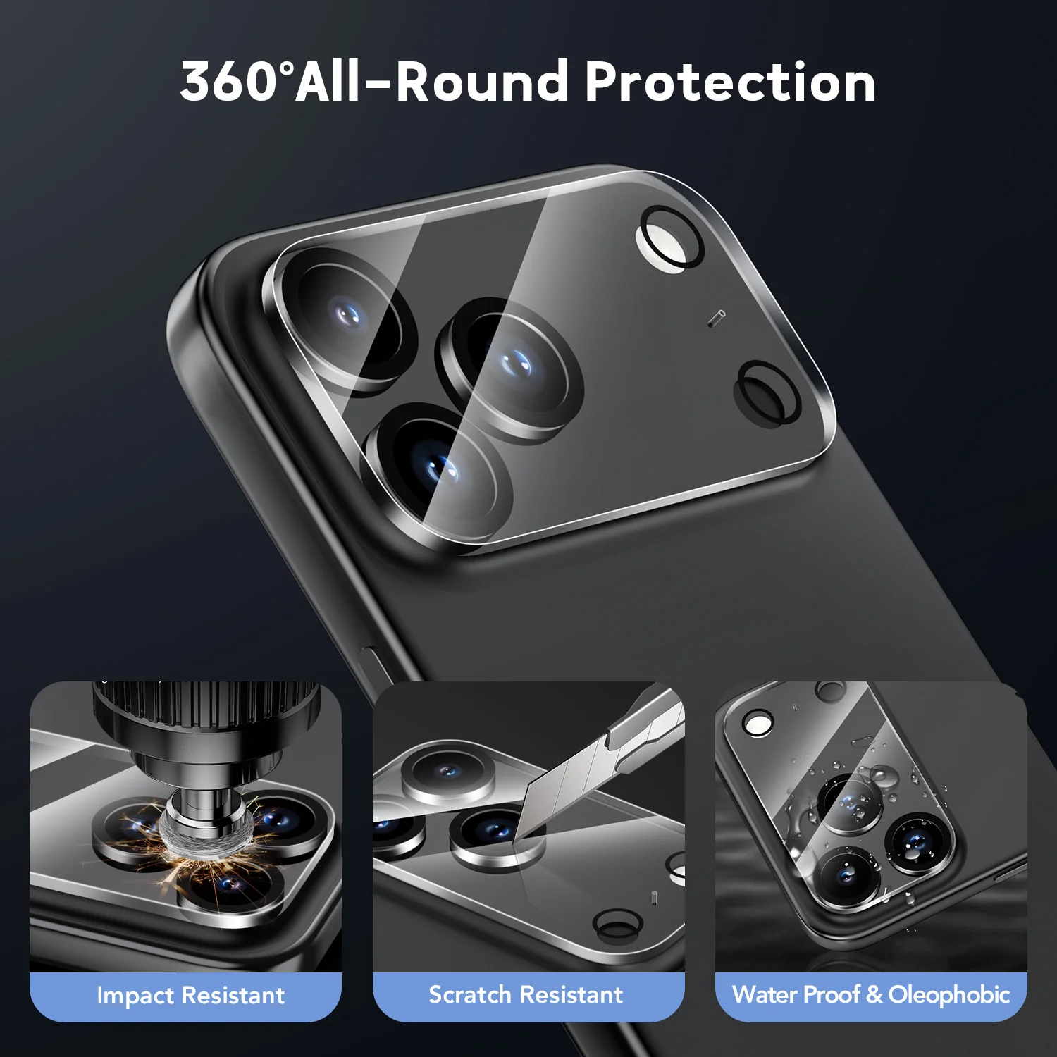 Tough On Rear Camera Protector Tempered Glass for iPhone 17 Series - Image 3