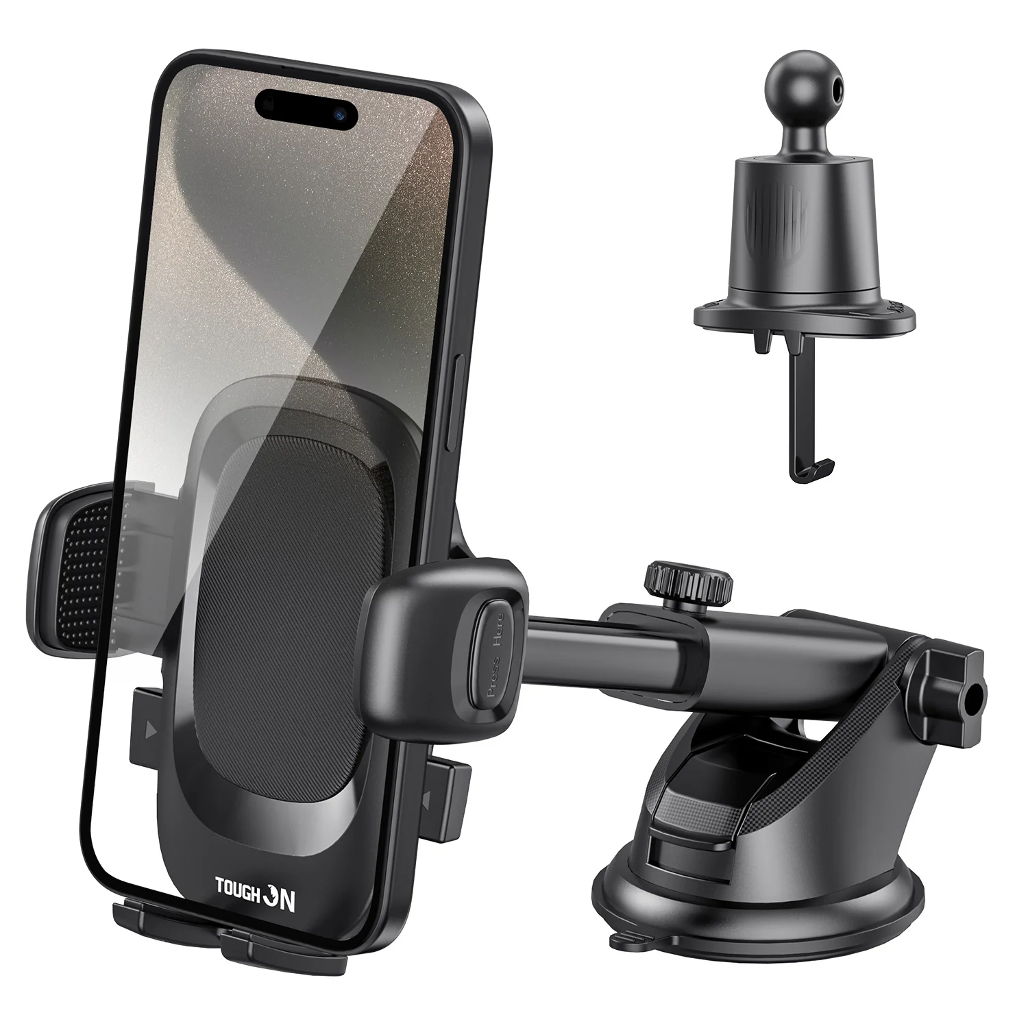 Tough On Universal 3 in 1 Car Phone Mount Holder with Dashboard, Air Vent and Windshield
