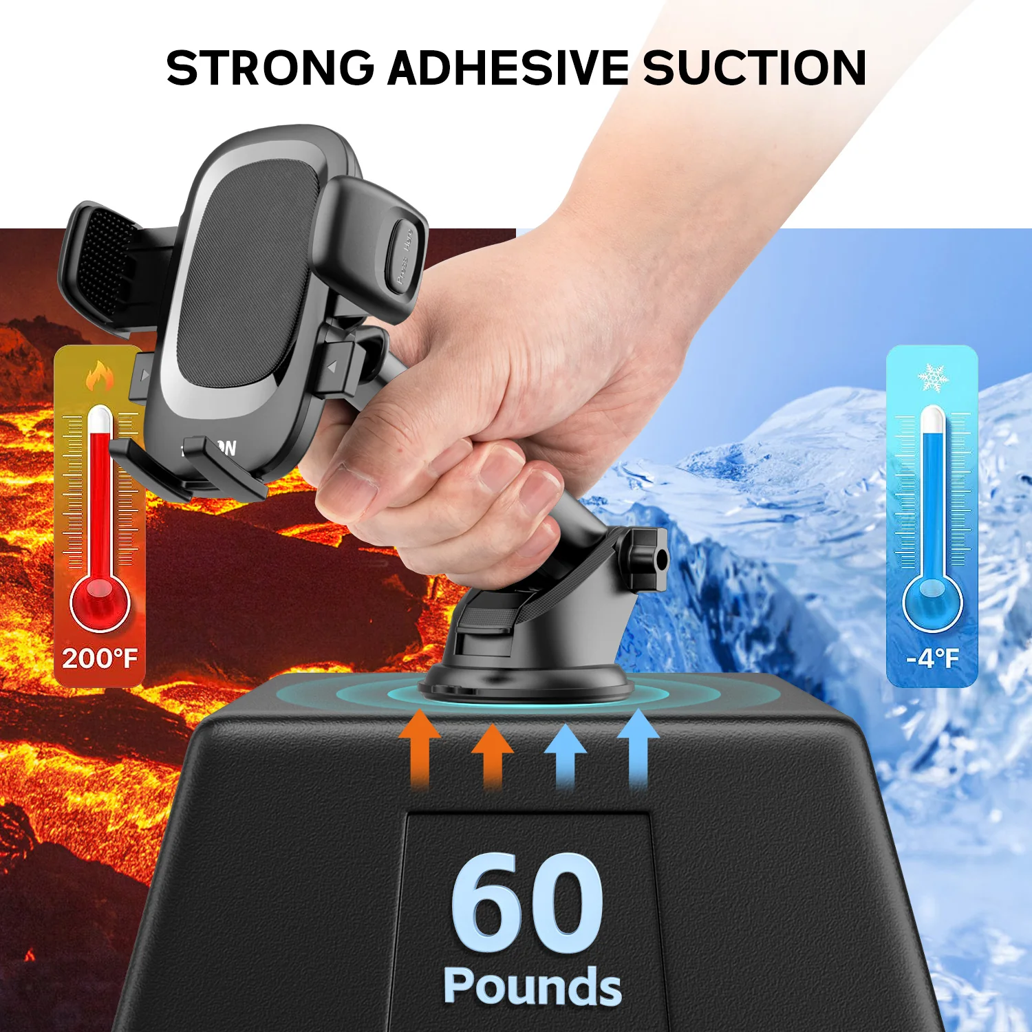 Tough On Universal 3 in 1 Car Phone Mount Holder with Dashboard, Air Vent and Windshield - Image 3