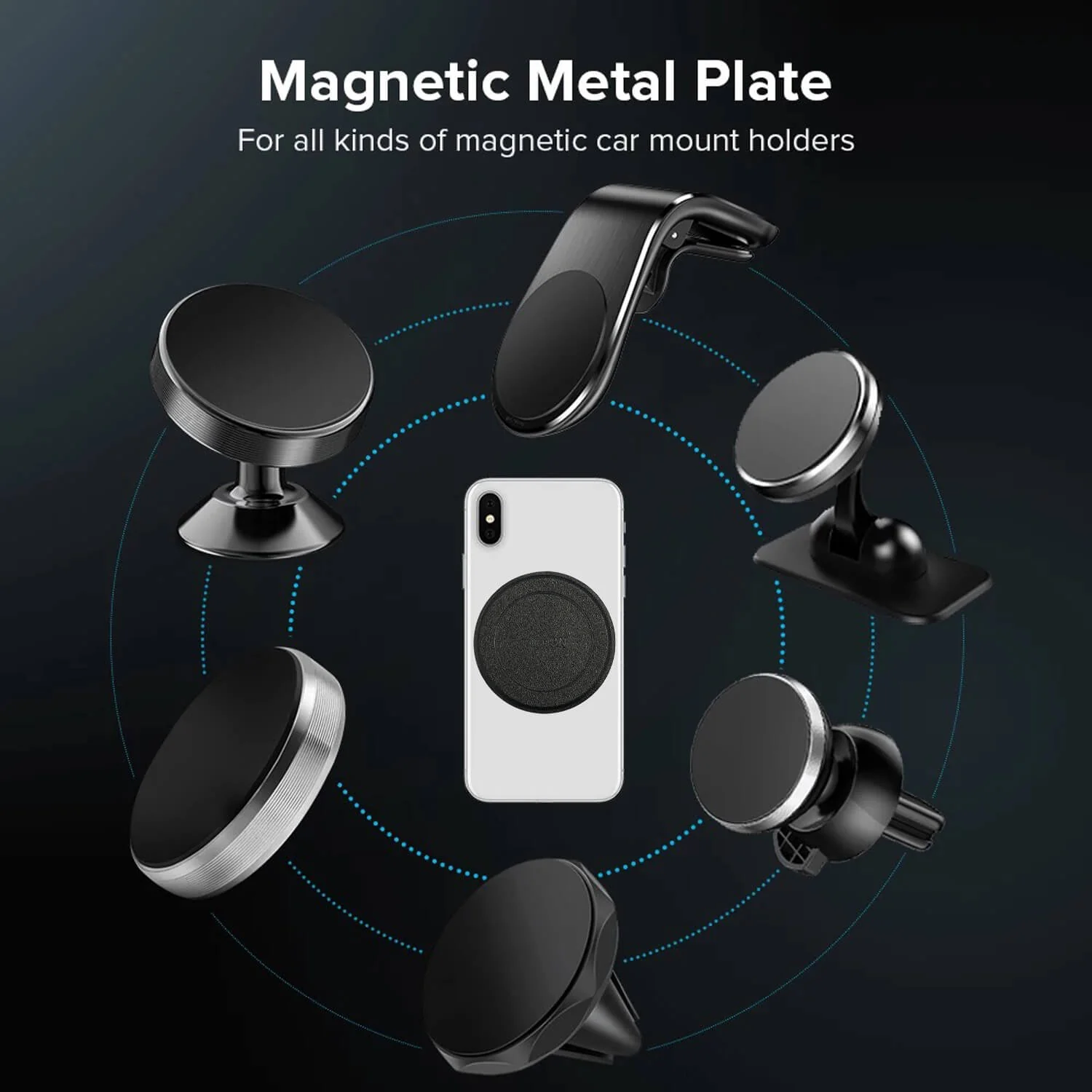 Tough On Universal Magnetic Metal Plate Car Mount for Phone Black (2 Packs) - Image 4