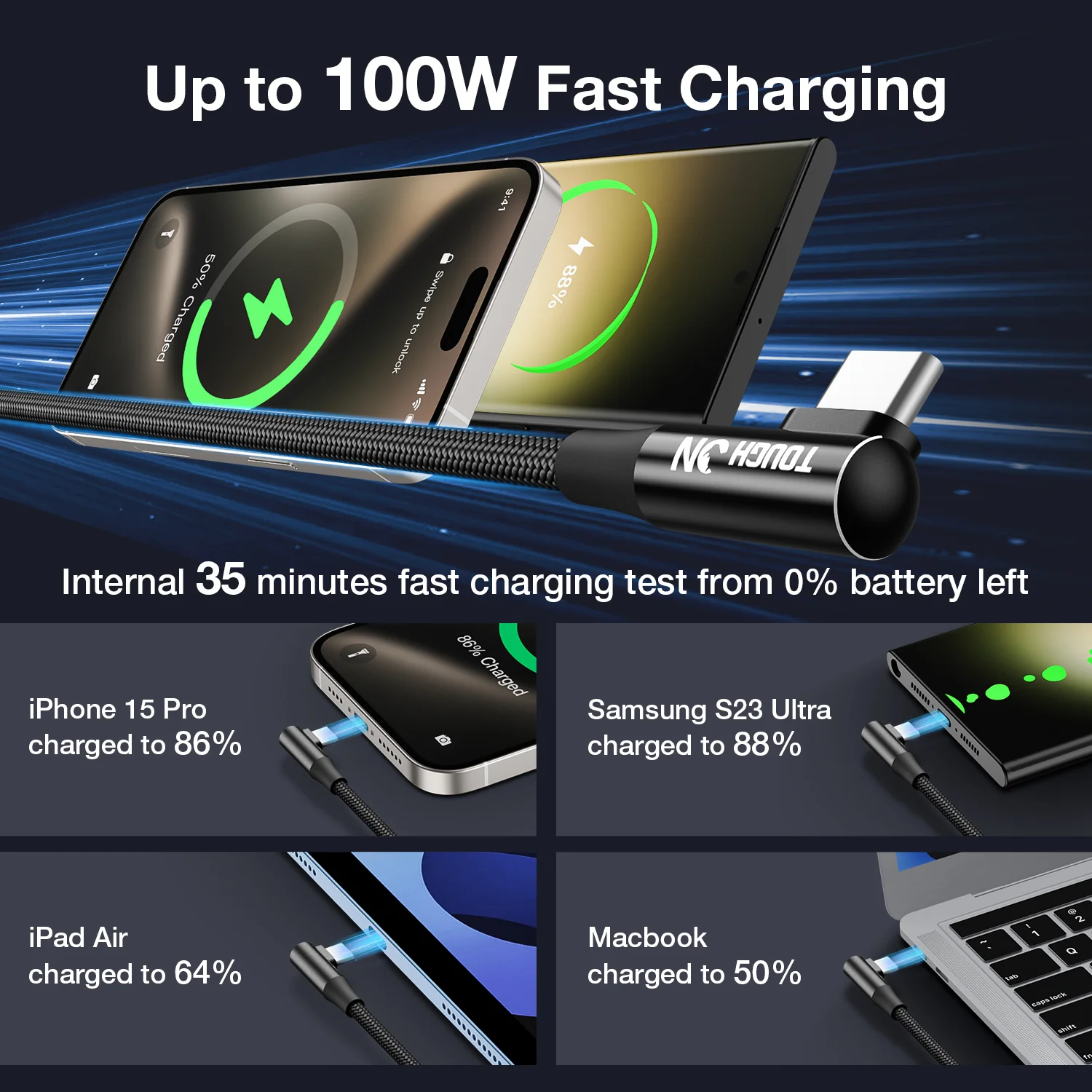 Tough On USB A to USB C Charger Cable 100W Fast Charging - Image 10