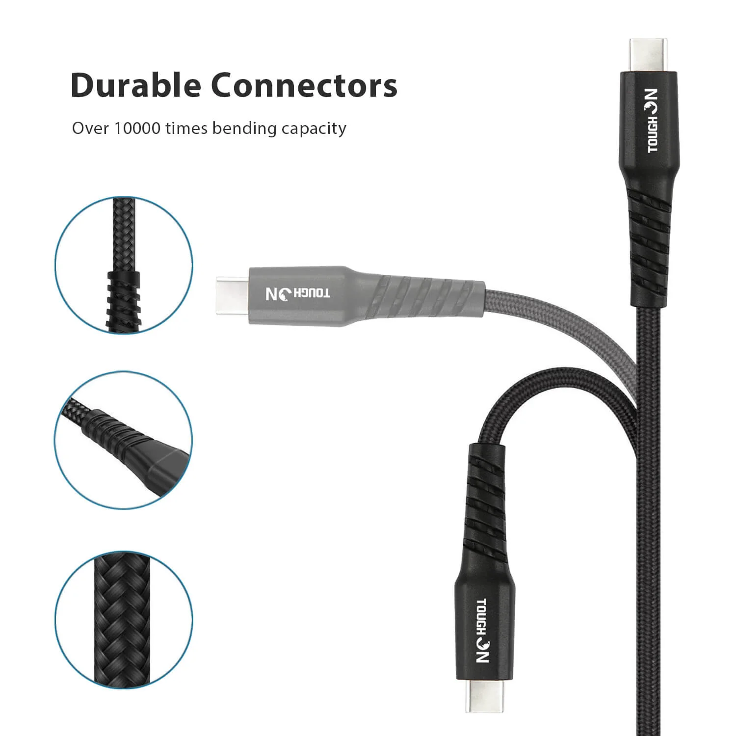 Tough on USB A to USB C Charger Cable 1m Black - Image 2