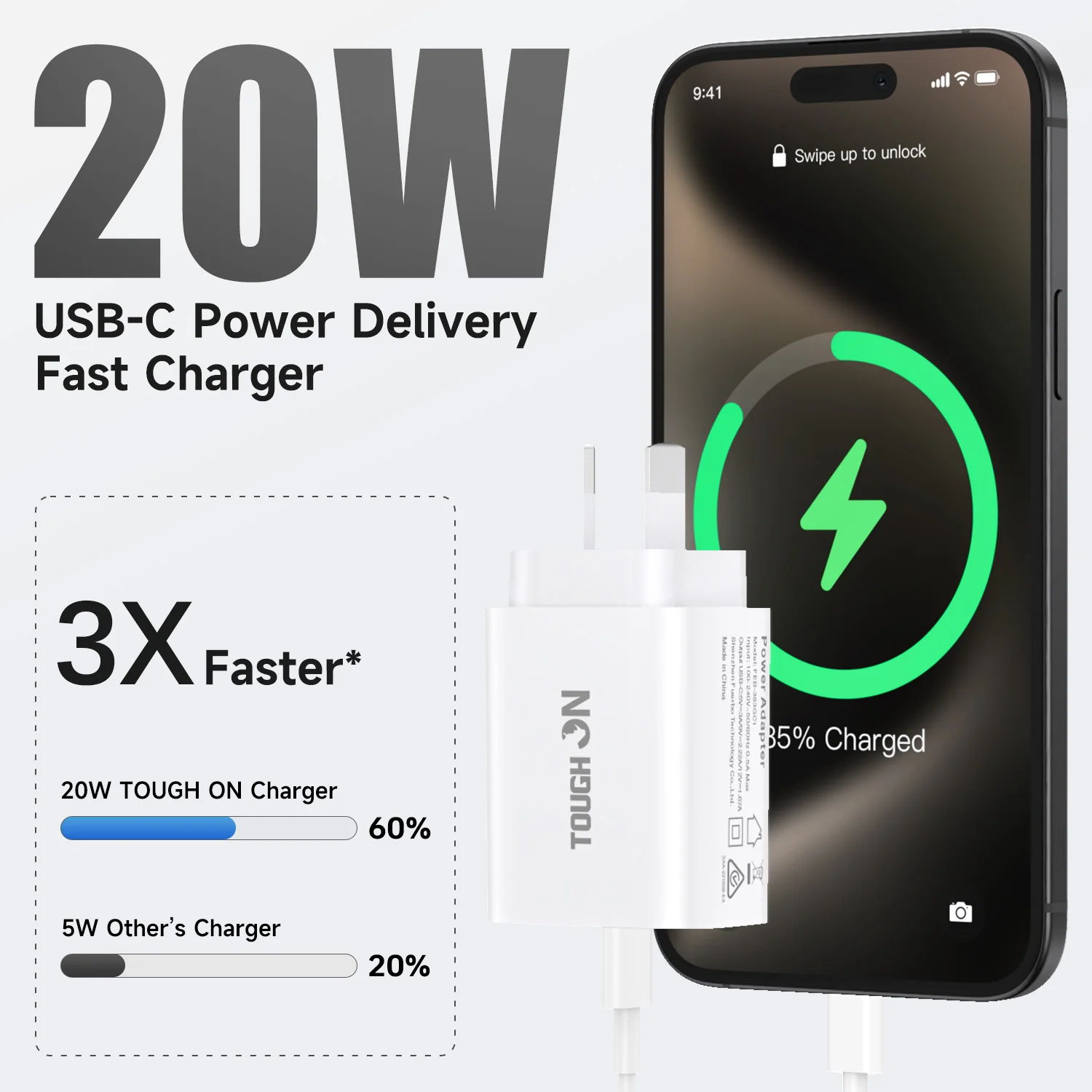 Tough On Tough Power Wall Charger 20W USB C Fast Charge PD 3.0 - Image 7
