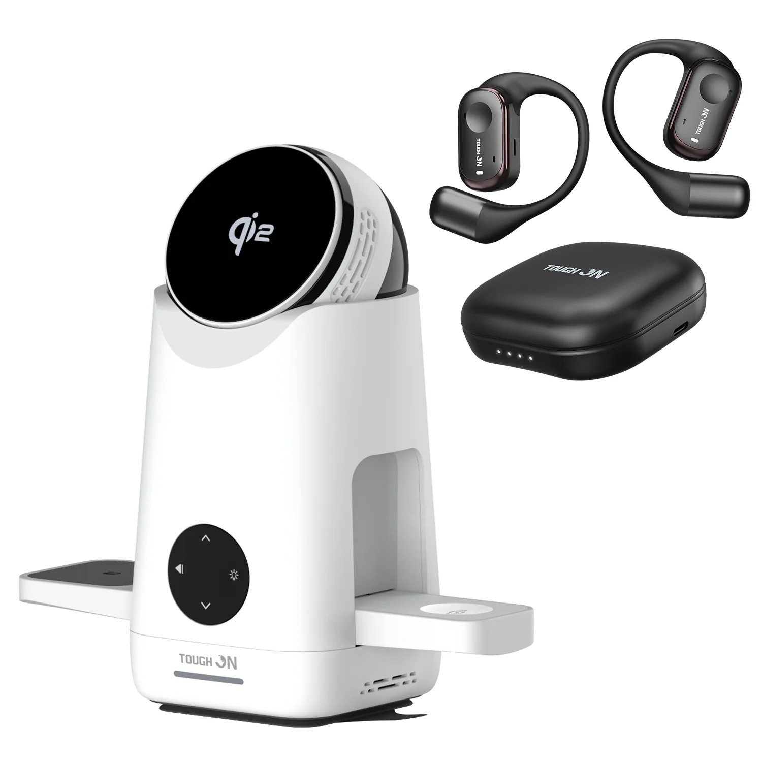 Tough On Wireless Desk Pro Set – MagMax QI2 3 in 1 Wirless Charger and Open-Ear Headphones