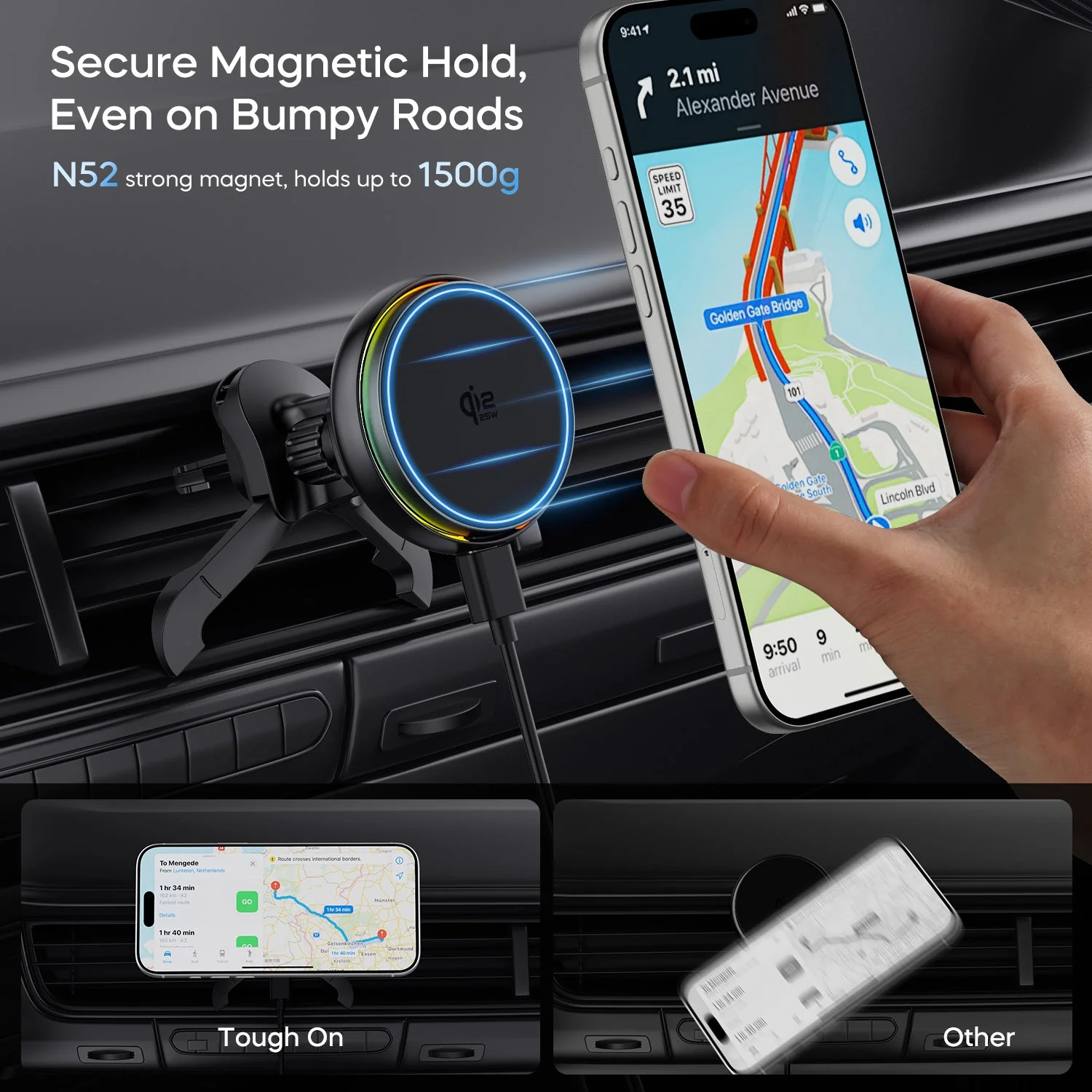 TurboCharge Qi2.2 25W Magnetic Wireless Car Charger with Active Cooling - Image 4